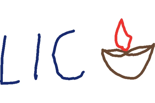 A reader’s drawing for LIC: A diya beside the letters